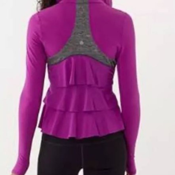 Lululemon RARE Define Ruffles Yogi Dance Jacket Ruffle Dewberry Zip Pockets Mesh - Picture 8 of 16